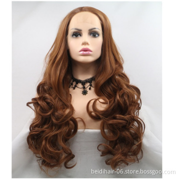Highlight Colored Synthetic Hair Closure Wig Vendors Transparent Lace Wigs